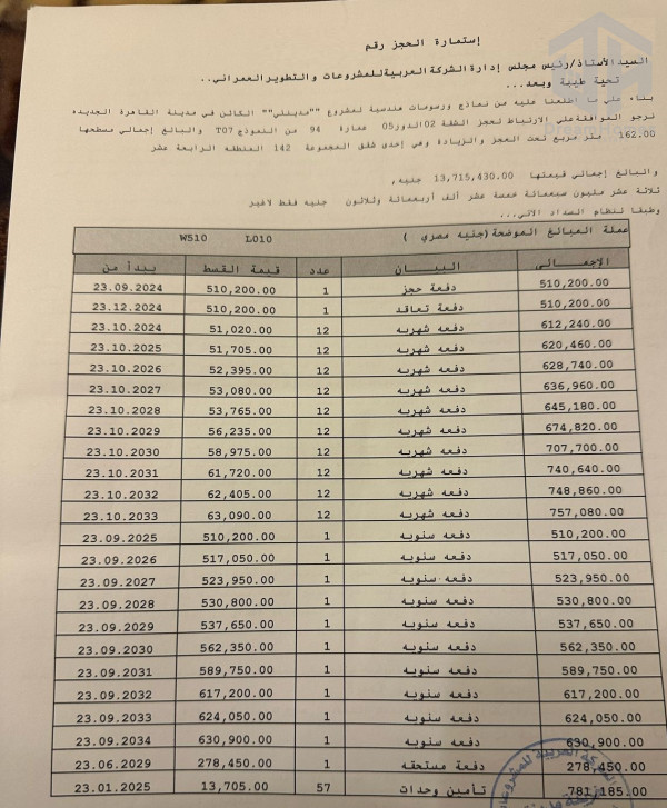شقه للبيع  167م بمدينتي b14 بالتقسيط علي  10سنوات